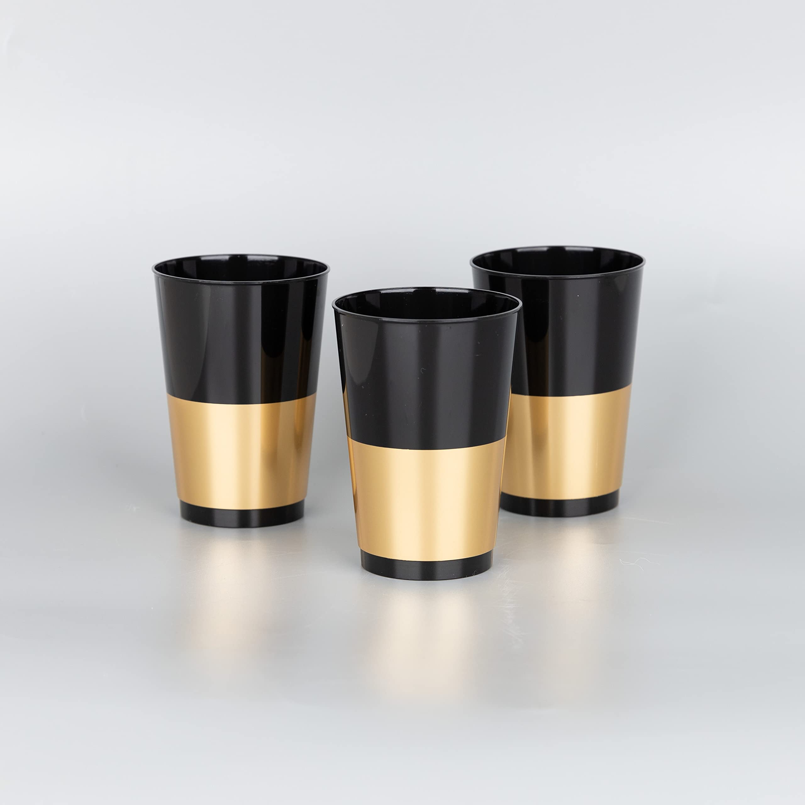 Amazon.com: PLASTICPRO Disposable 12 oz Black Plastic Tumblers With Gold  Band for Party's & Weddings pack of 20 : Health & Household