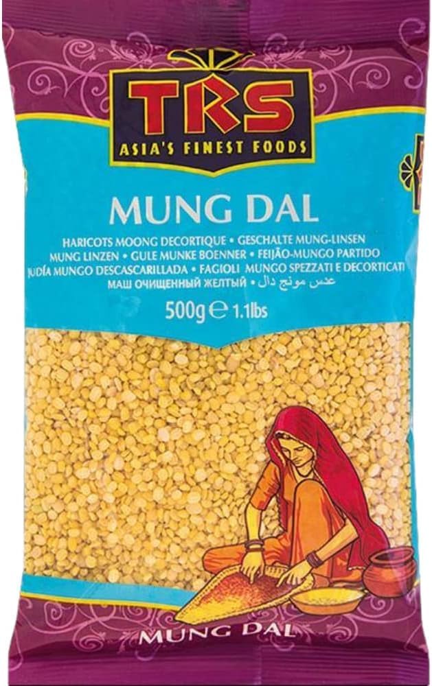 TRS Mung Dal 500g - Split Green Mung Beans, Nutrient-Rich, Vegetarian, High-Fiber, Pulses, for Soups, Curries, and Side Dishes - Authentic Indian Cuisine Ingredient