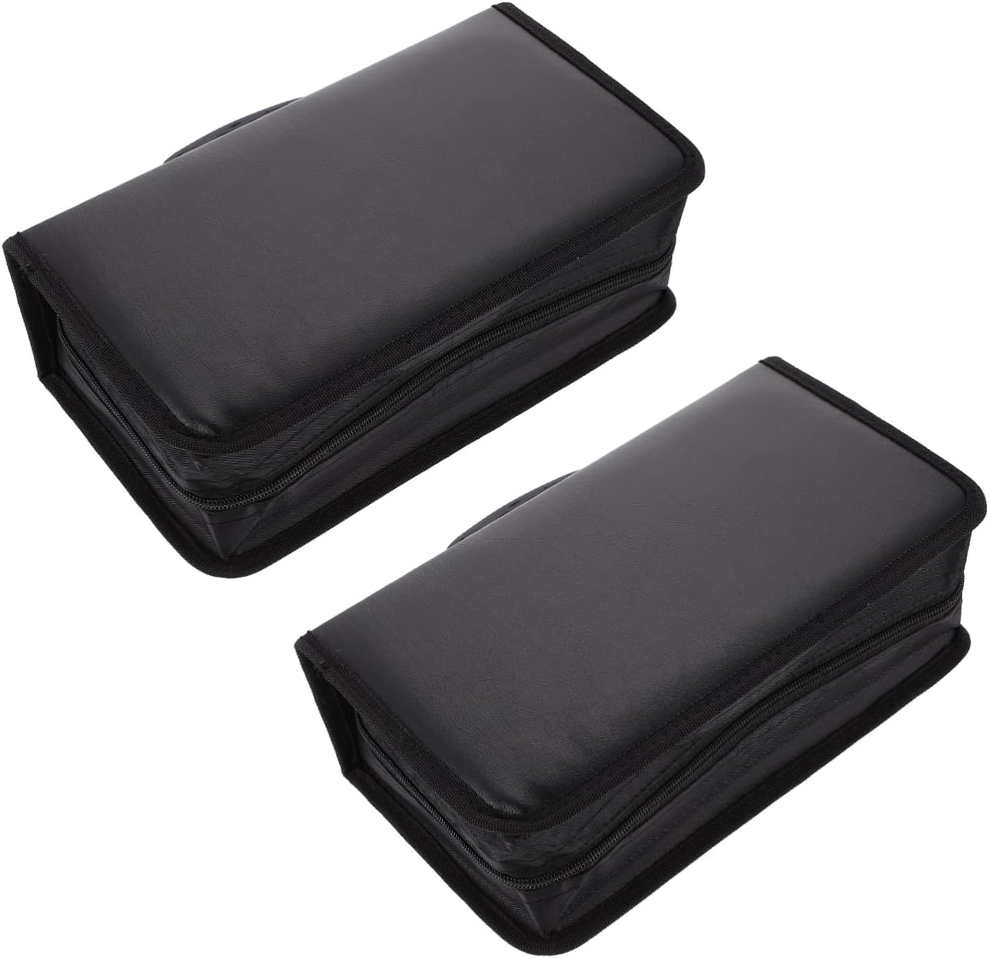 2pcs 128 Capacity PU CD Zipper Case Portable Disc Storage Holder for CDs & DVDs Disc Bag Ideal for Home Office Travel & Car Organization