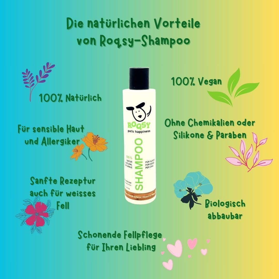 Shampooing Naturel pour Chiens de Toutes Races, Tailles et Couleurs de Fourrure - Contre Les odeurs et Les démangeaisons, Produit Naturel, également pour Les Peaux sensibles ou Les Allergies