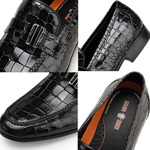 Image of Classic Leather Dress Shoes for Men, Premium Alligator Printed Bussiness Dress Slip on Loafer for Mens