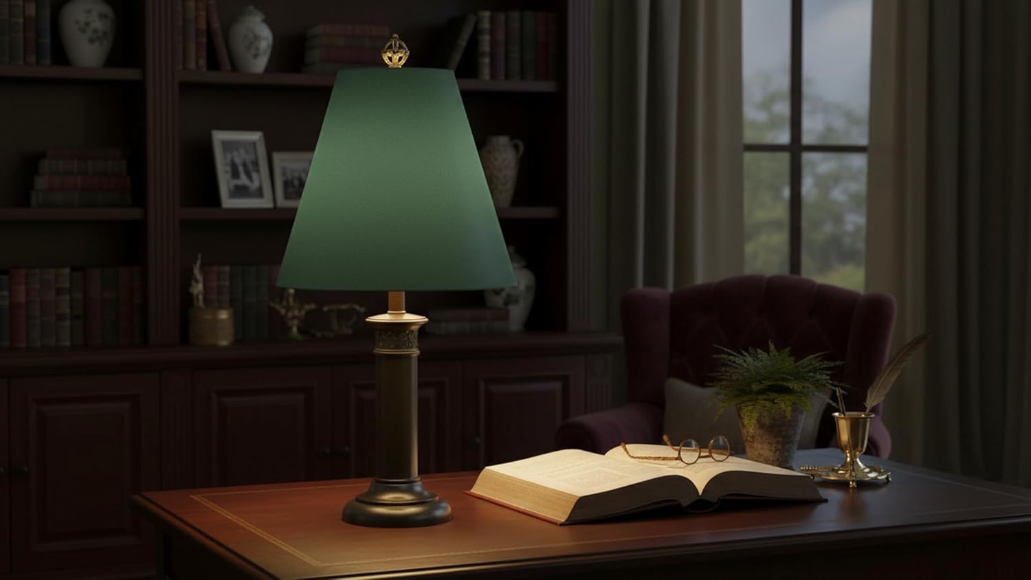 Aspen Creative 32486 Hardback Empire Transitional Spider Lamp Shade, Forest Green Stretch Fabric, 4" Top x 8" Bottom x 8" Slant