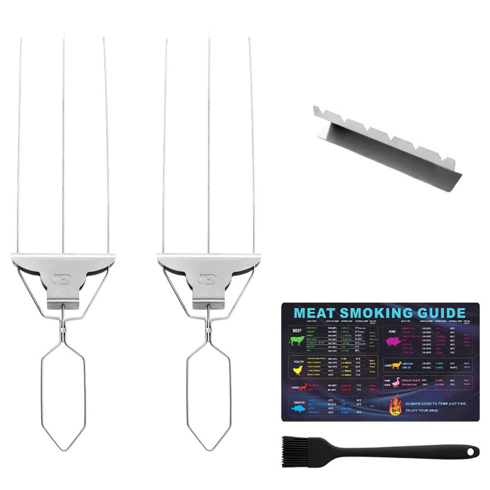 Hochwertiges 3-Zinken Grillgabel Set, Grillausrüstung aus rostfreiem Stahl in Lebensmittelqualität für sicheres und Robustes Kochen Freien, dauerhaftes Grillzubehör