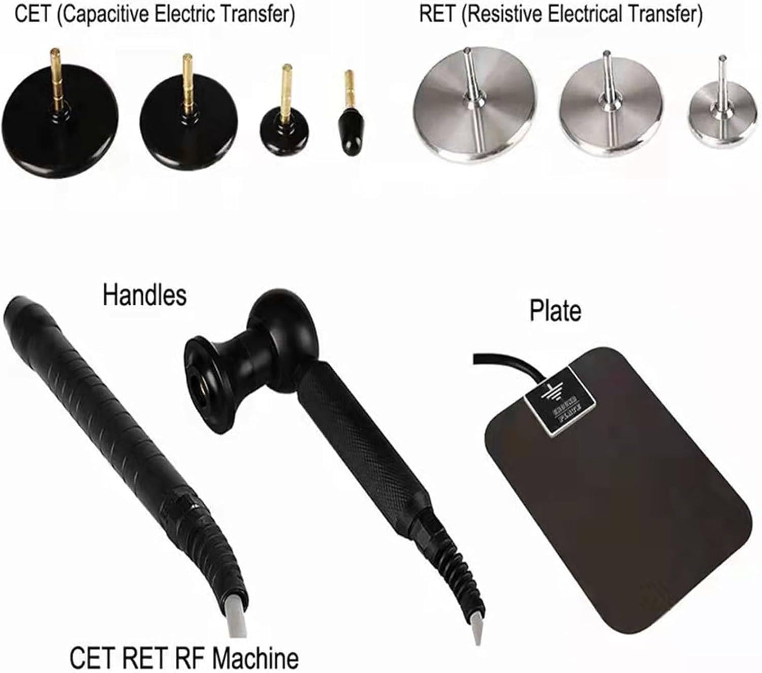 Tecarterapia De 448 Khz, Equipo De SPA para Terapia Corporal con Mango, Sonda Y Placa Negativa, Quemador De Grasa De Alta Frecuencia RF para Pérdida De Peso