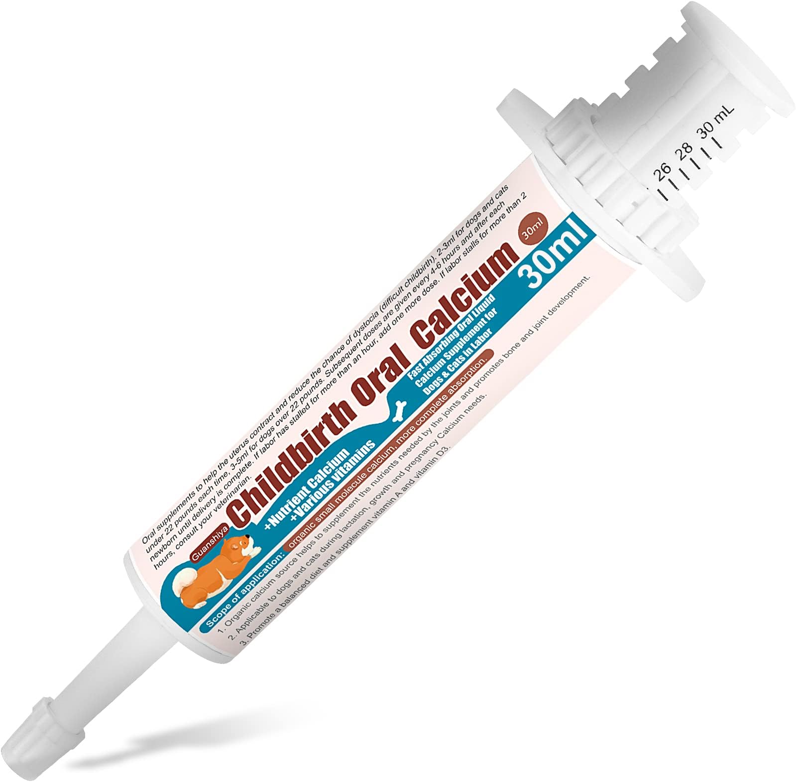 Oral Calcium Supplement for Dogs & Cats in Labor (30 ml Liquid)