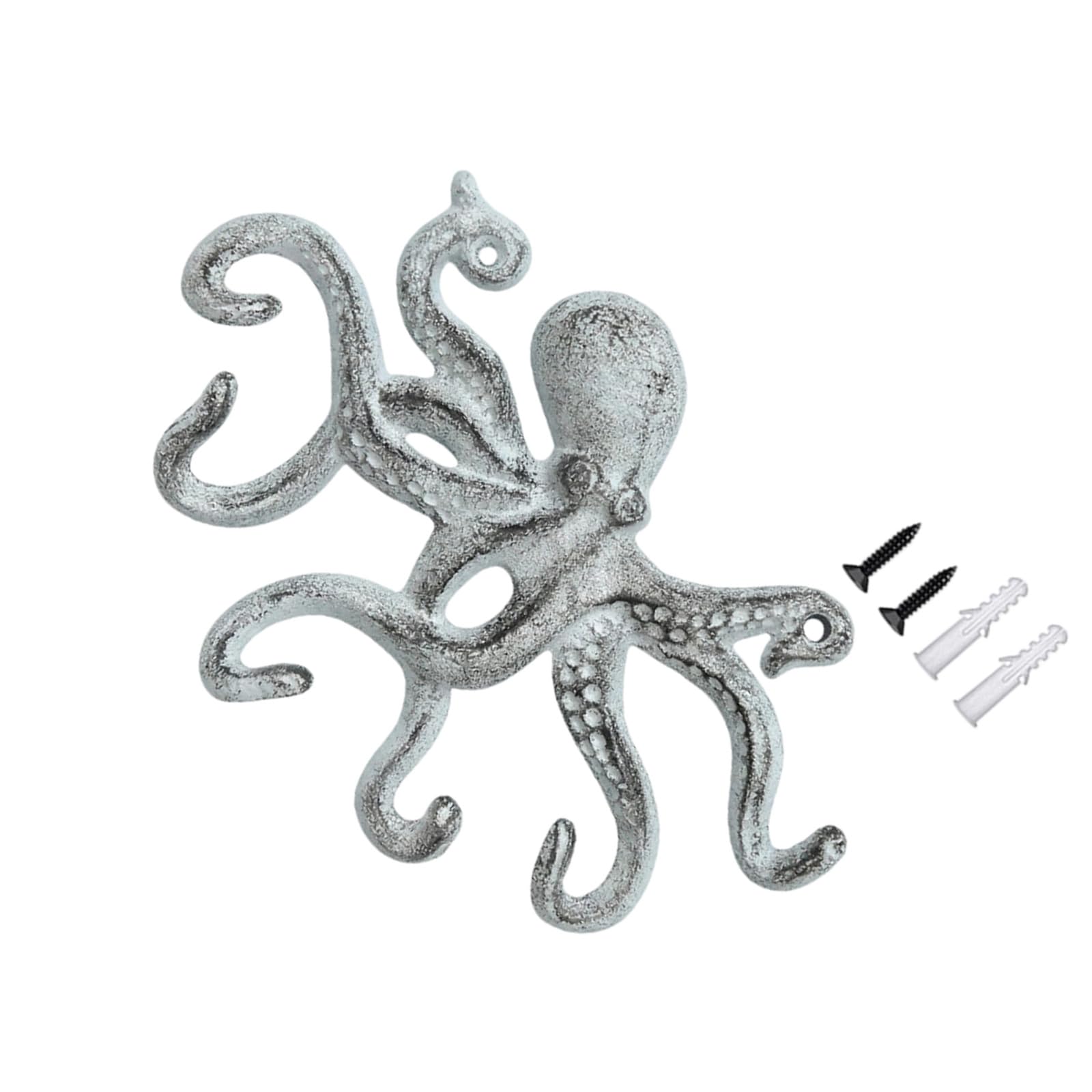 Tsophreniq Decorative Octopuses Wall Hanger Sturdy Cast Iron with Concealed Mounting Holes Cast Iron Coat Hook Strong Rural Hanger