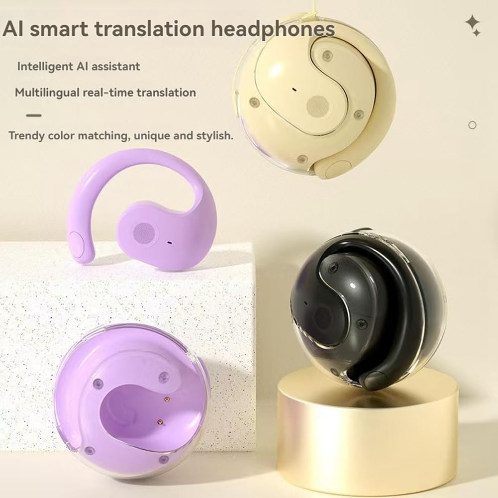 Słuchawki Bluetooth Przewody do tłumaczenia w czasie rzeczywistym Inteligentne słuchawki głosowe AI Bezprzewodowe słuchawki do podróży, C