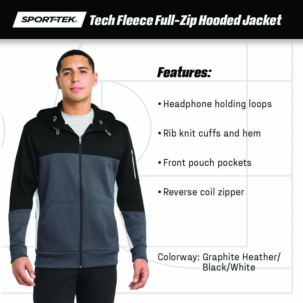 SPORT-TEK Unisex Tech Fleece Colorblock Full Zip Hooded Jacket - Image 5