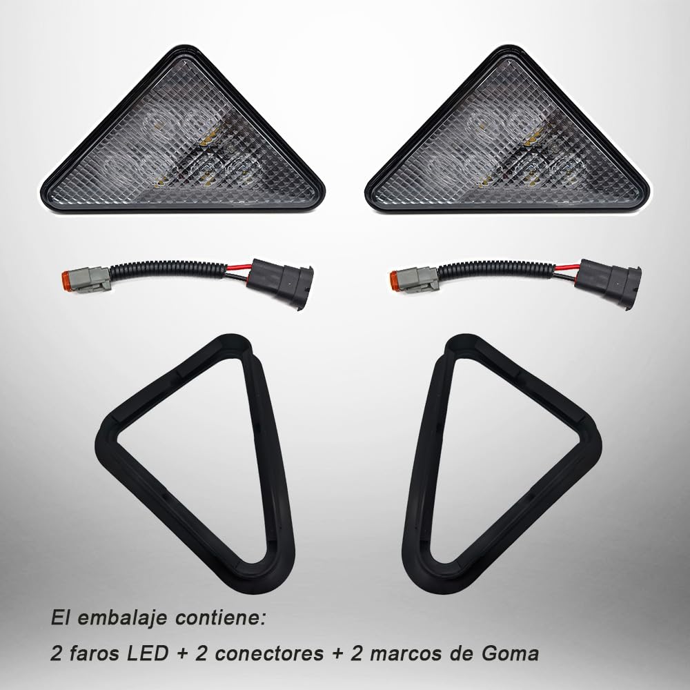 30W LED Luces de Trabajo 12V Compatible con Bobcat 753 751 763 773 T300 S130 S150 S160 S175 S185 (Con Marco de Goma y Conector) Número de Pieza de Reemplazo 7259523 7259524 6718042