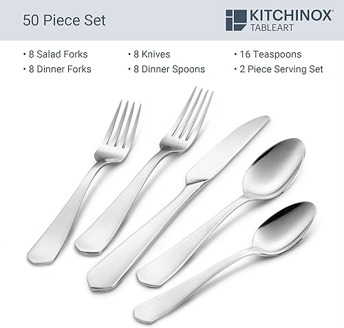 Miniatura 2 de Penthouse Satin - Juego de cubiertos de acero inoxidable, 50 piezas, servicio para 8