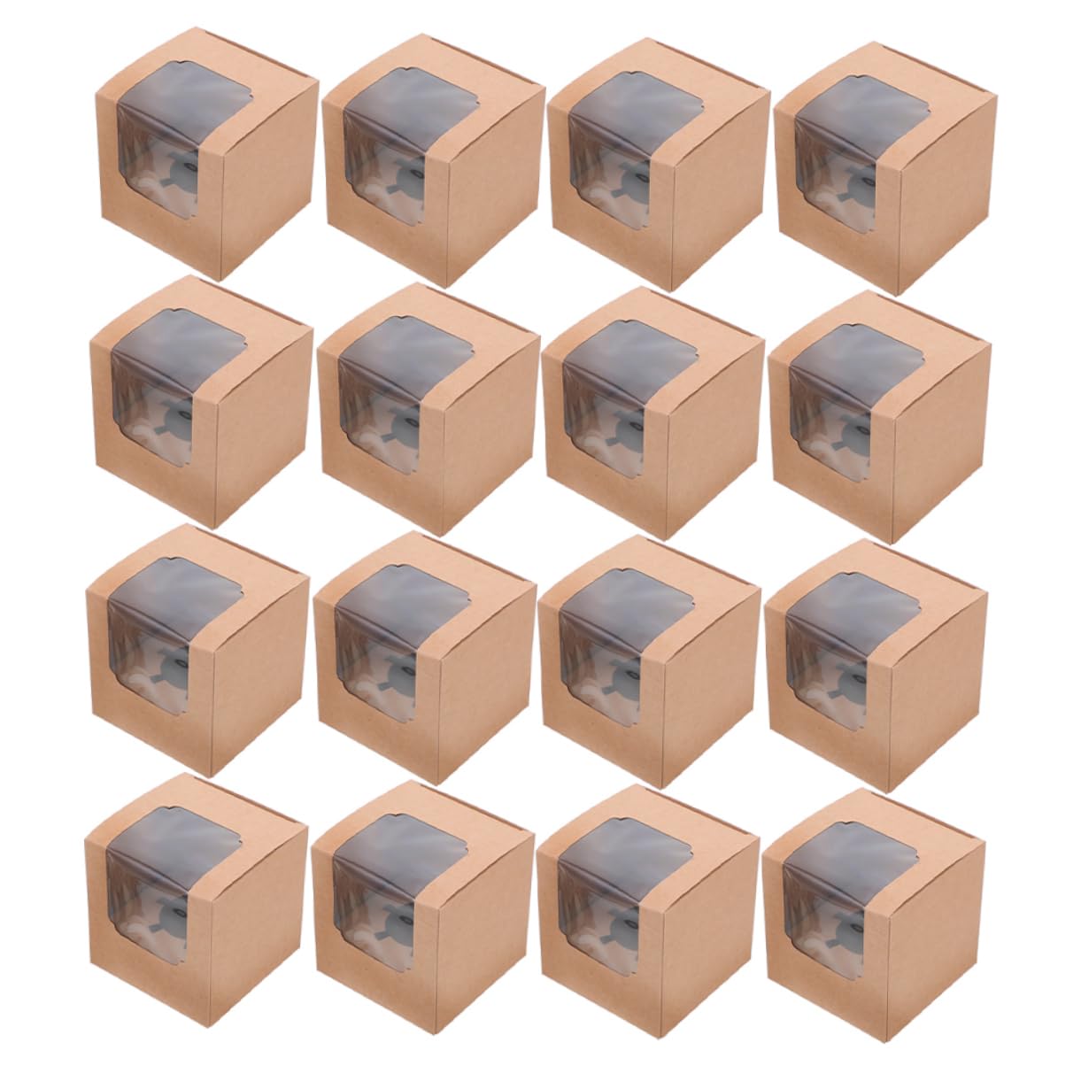DECHOUS 40Pcs Kraft Cupcake Boxes with Window Individual Dessert Containers for Muffins and Treats for Weddings Parties and Special Events