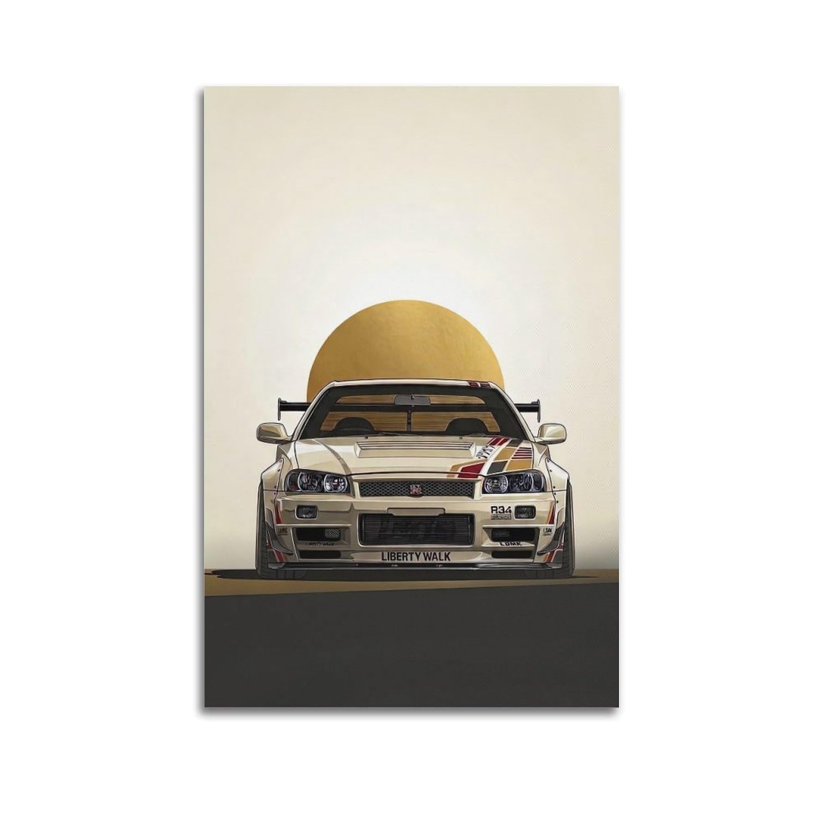 ESTE R34 Skyline JDM Widebody Sports Car Artwork Poster Decorative Painting Canvas Modern Art Picture 20x30inch(50x75cm)