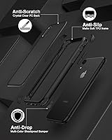 Vista 6 de Mobnano Funda transparente para iPhone XR, funda protectora multicolor a prueba de golpes, no amarillea, anti arañazos, parte trasera de Negro