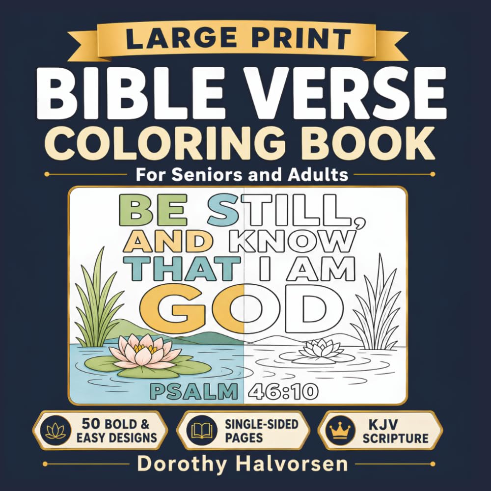 Large Print Bible Verse Coloring Book for Seniors and Adults: 50 Bold and Easy Scripture Designs with Simple Large Print Verses for Relaxation, Faith, and Calm