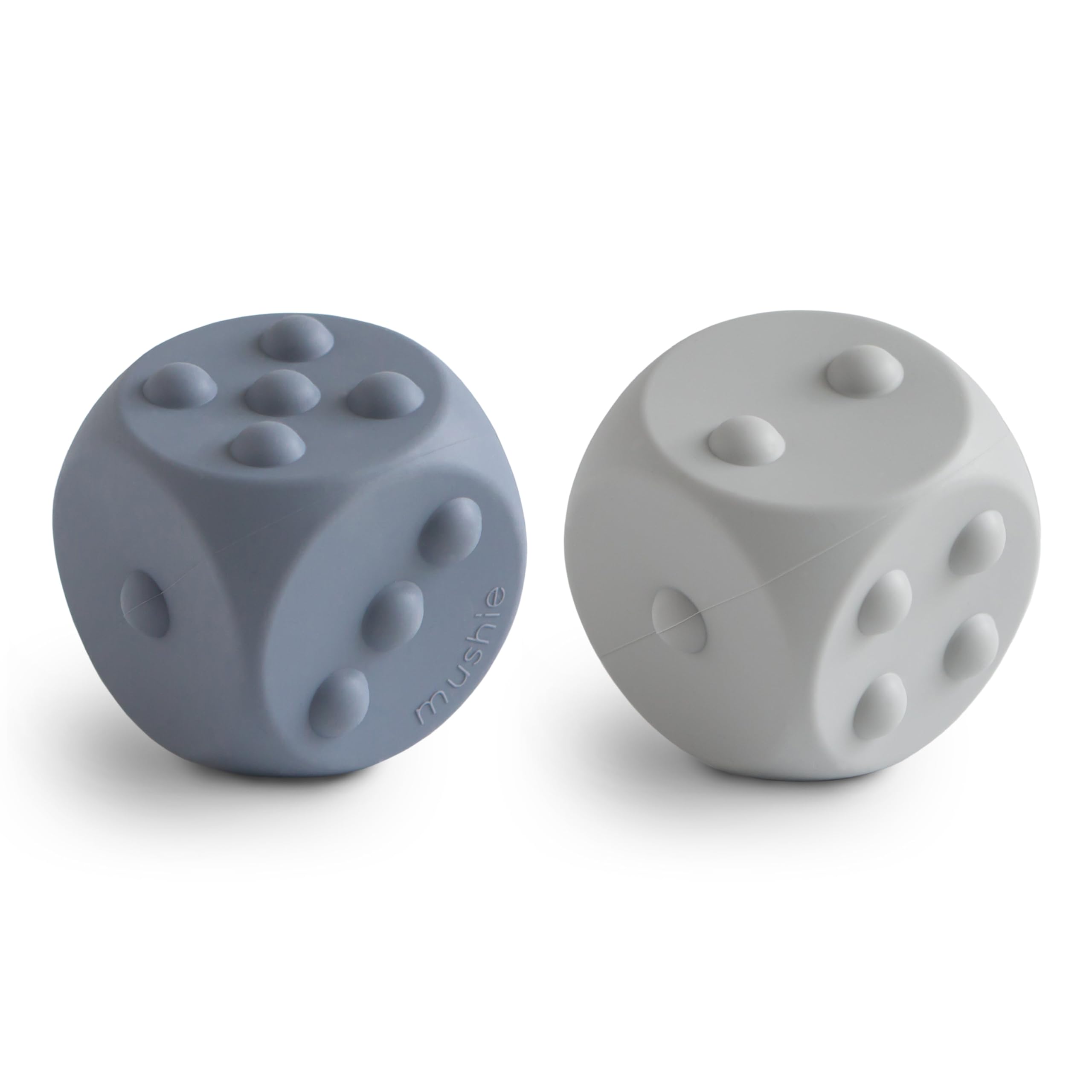 Mushie Dice Press Toy 2-pack | Sensory Toy to Press and Pop | Development of fine motor skills | Teach Simple Arithmetic | 100% Food Silicone (Tradewinds/Stone)