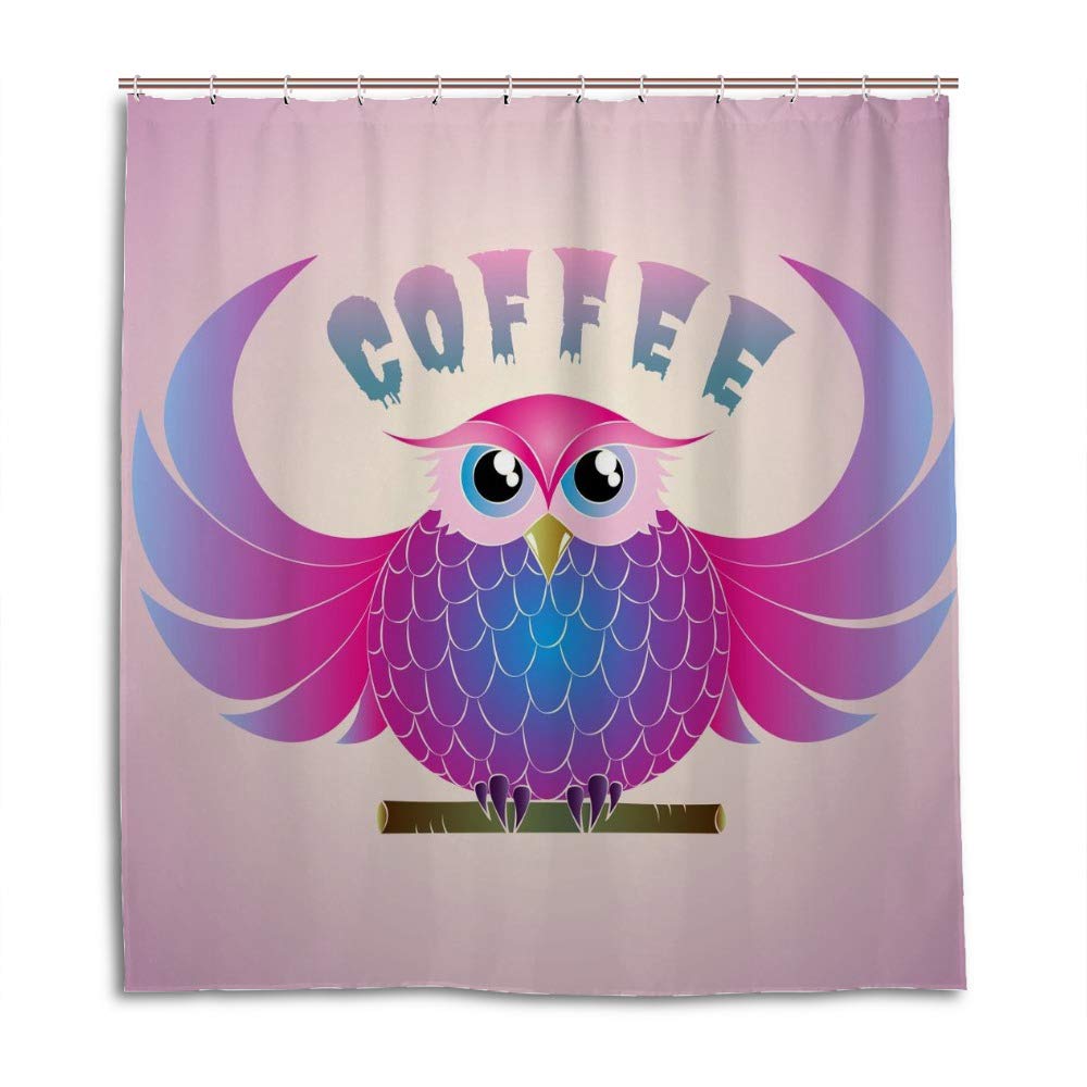 Rideau de douche marron café en polyester 168x183 cm avec 12 crochets