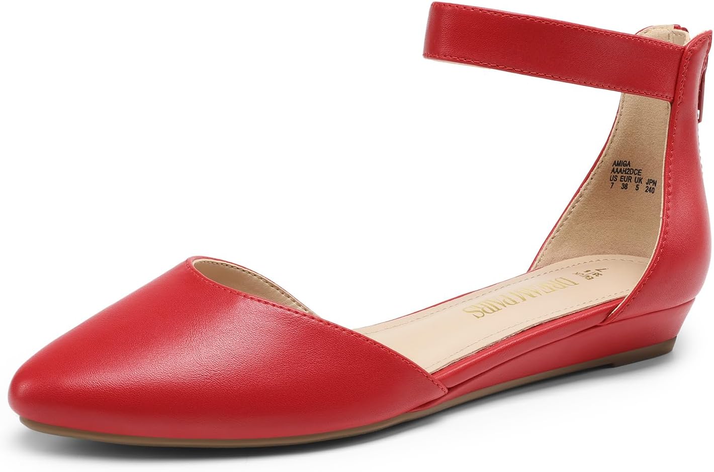 DREAM PAIRS Women's Low Wedge Round Toe Ankle Strap Dress Comfortable Casual Flats Shoes