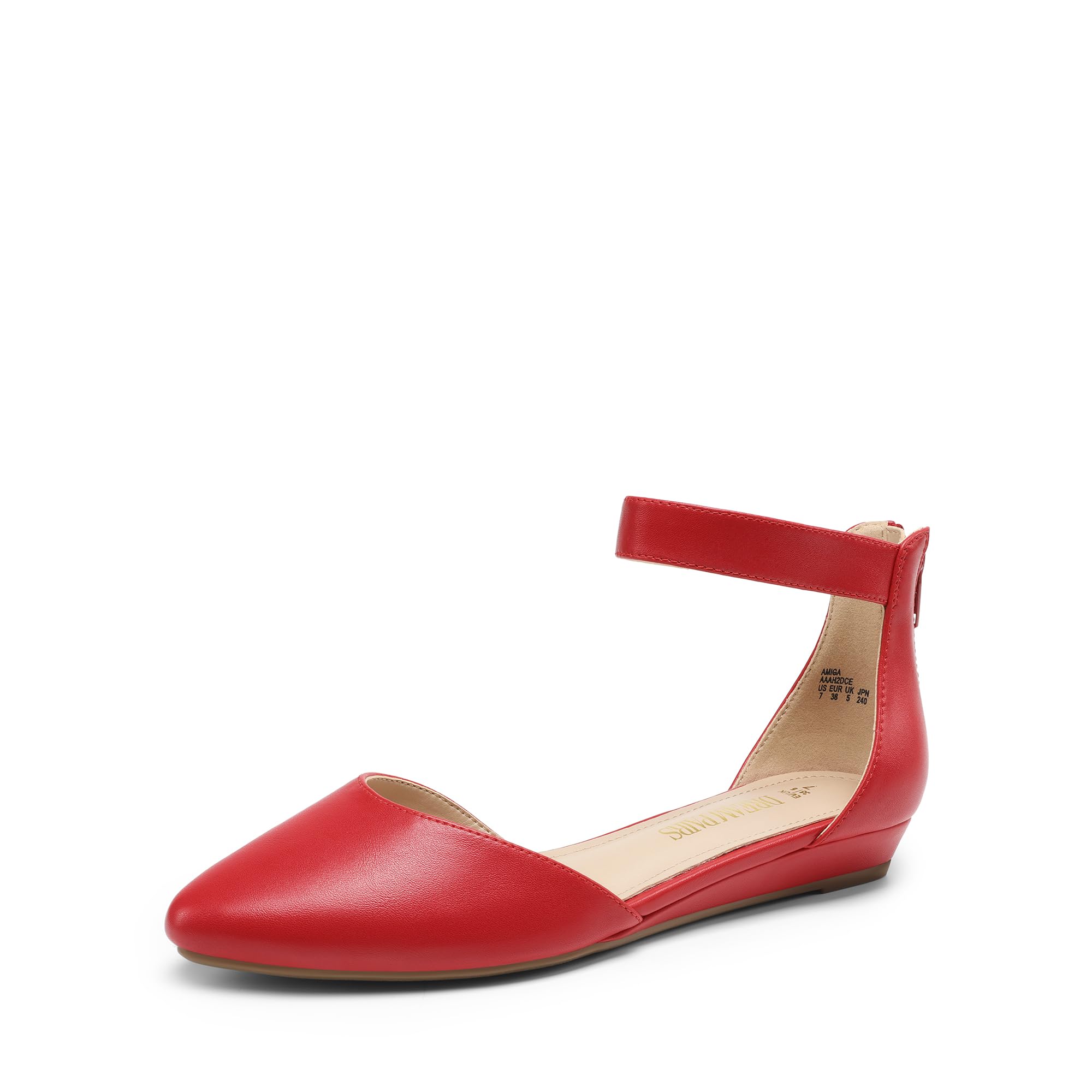 Women's Low Wedge Round Toe Ankle Strap Dress Comfortable Casual Flats Shoes