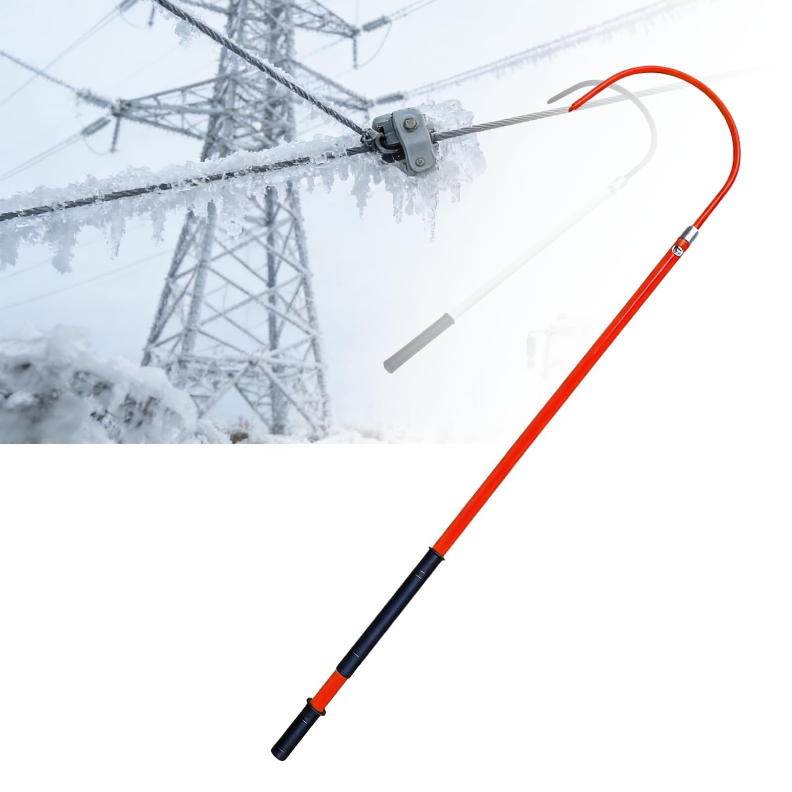 GLETSF Insulated Rescue Hook, Portable Lifesaving Tool for Firefighters and Electricians, Fiberglass High Voltage Safety Pole (Yellow 300cm/118in),Yellow-300cm/118in