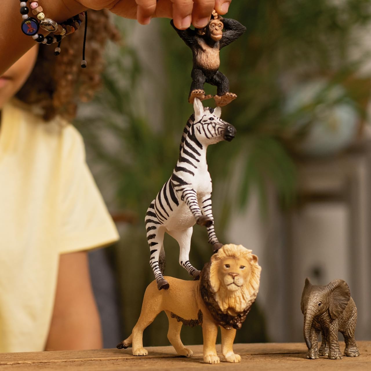 Schleich Wild Life - 4 PC Safari Animals Figurines Set with Zebra, Monkey, Elephant and Lion Toys - Realistic African Animal Figures Playset for Boys and Girls - Educational Toys for Kids Ages 3+