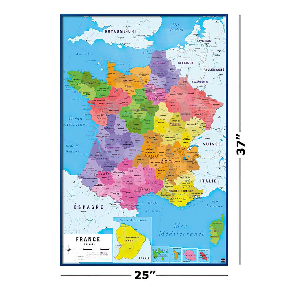 Amazon.co.jp: フランスの地図 - フランスの地図 - ポスター