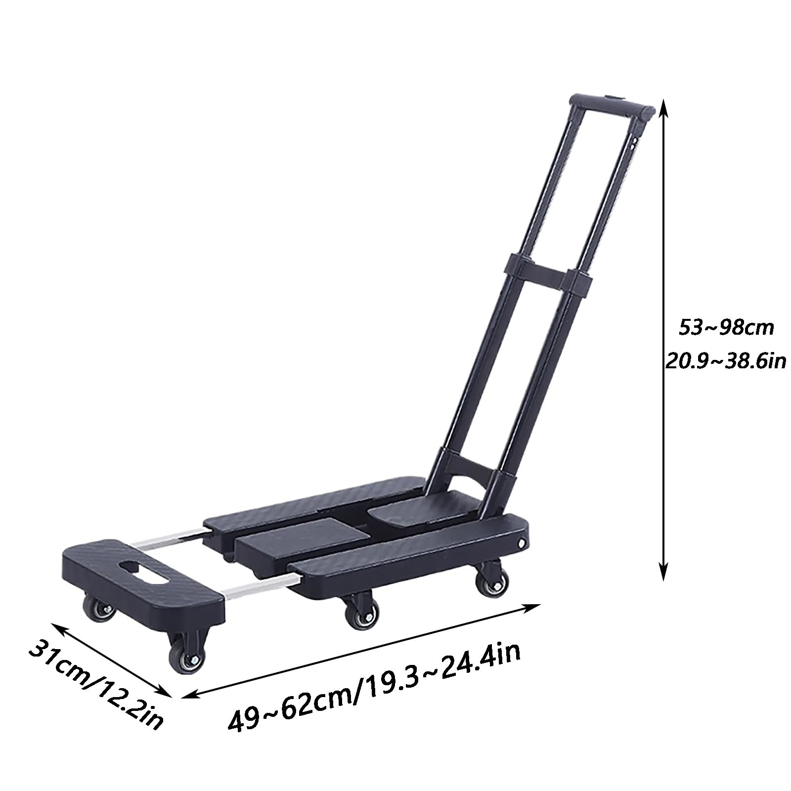 wózek, Z 6 kołami PU, chowanym podwoziem, nadaje się do straganów(Black)