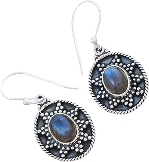 Labradorite Earrings, Sterling Silver Earrings, Labradorite Jewelry, Dangle Earrings, Hook Earring, Healing Stones, Gothic Earring, Blue Flashy Labradorite, Blue Flash Labradorite Earring