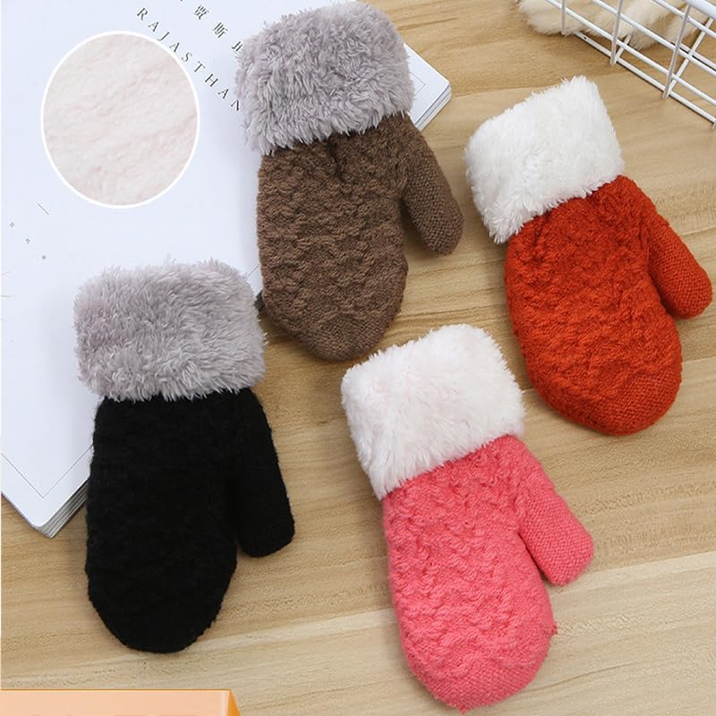 Kids Winter Soft Warm Mittens - Cold Weather Cozy Thermal Elastic Knit Gloves for 2-6 Years Old - Image 5