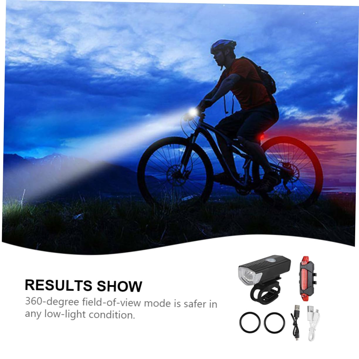 VINTORKY 1 Set Rechargeable LED Bike Light Set Front Headlight Taillight for Night Cycling USB Charging Lighting Modes Impact Resistant Easy Installation