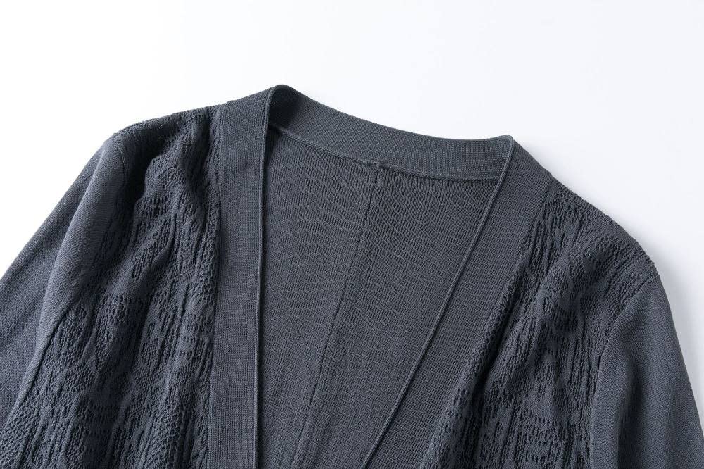 Kardigany Damskie, Długie Kardigany Dzianinowe Damskie, Płaszcz Kimono, Gładki, Szary, Żakardowy, Lniany Kardigan, Długi Rękaw, Kardigan Z Otwartym Przodem, Wiosenny, Luźny, Plażowy, Narzutka, Kurtka