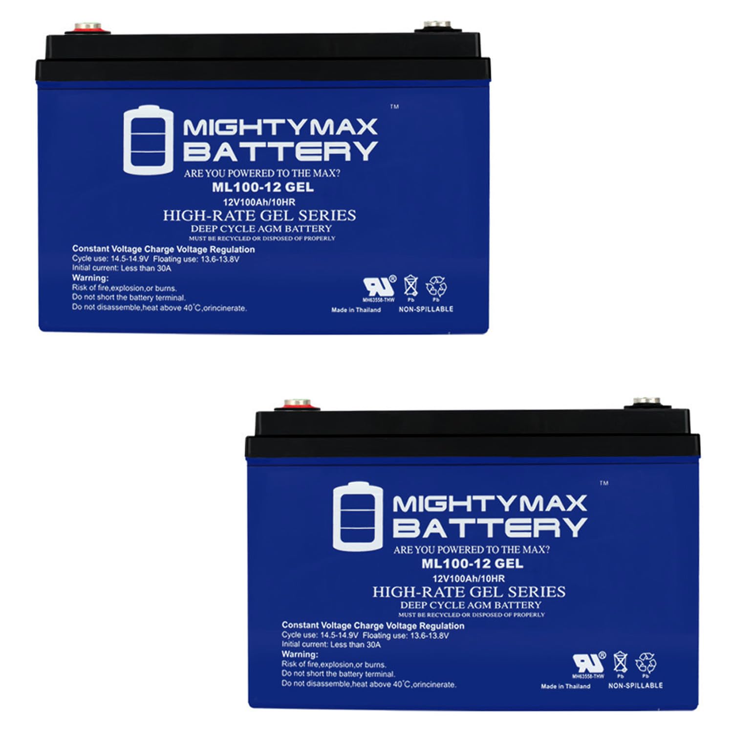 Mighty Max Battery12V 100AH GEL Replacement Battery Compatible with Syscom ASBP110A - 2 Pack