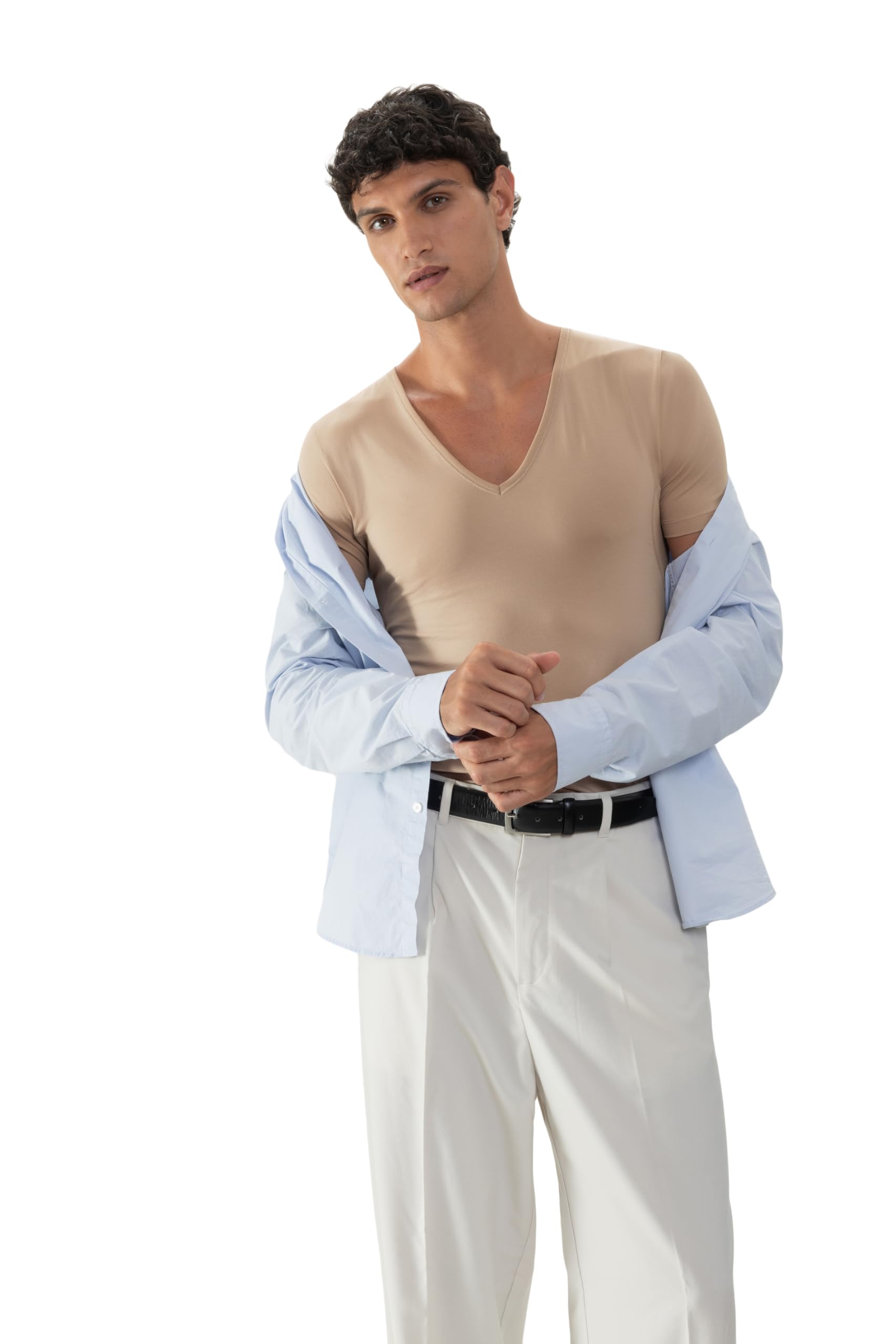 Mey Herren Drunterhemd - das Original Innovation, enganliegend, V-Neck, Kurzarm, Unsichtbar unter Hemden, Serie Business Class