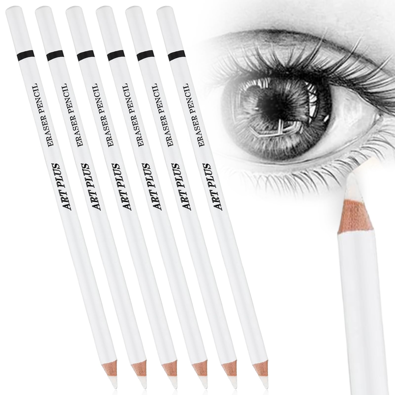 UICCVOKK 6 Pcs Rubber Sketching Art Eraser Pencils, Artist Eraser for Sketching Charcoal Drawings, 17.5 cm / 6.93 inch
