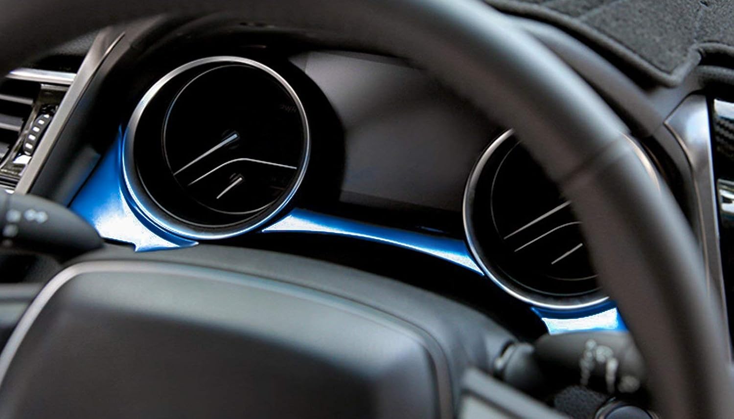 x xotic tech Dashboard Instrument Meter Panel Cover Trim, Blue Stainless Steel, Compatible with Camry 2018-2024