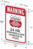 Vista 6 de SmartSign Letrero de metal con texto en inglés "Warning Area Under Live/Recorded Surveillance, Alarm Connected to Police", aluminio de 63 mil