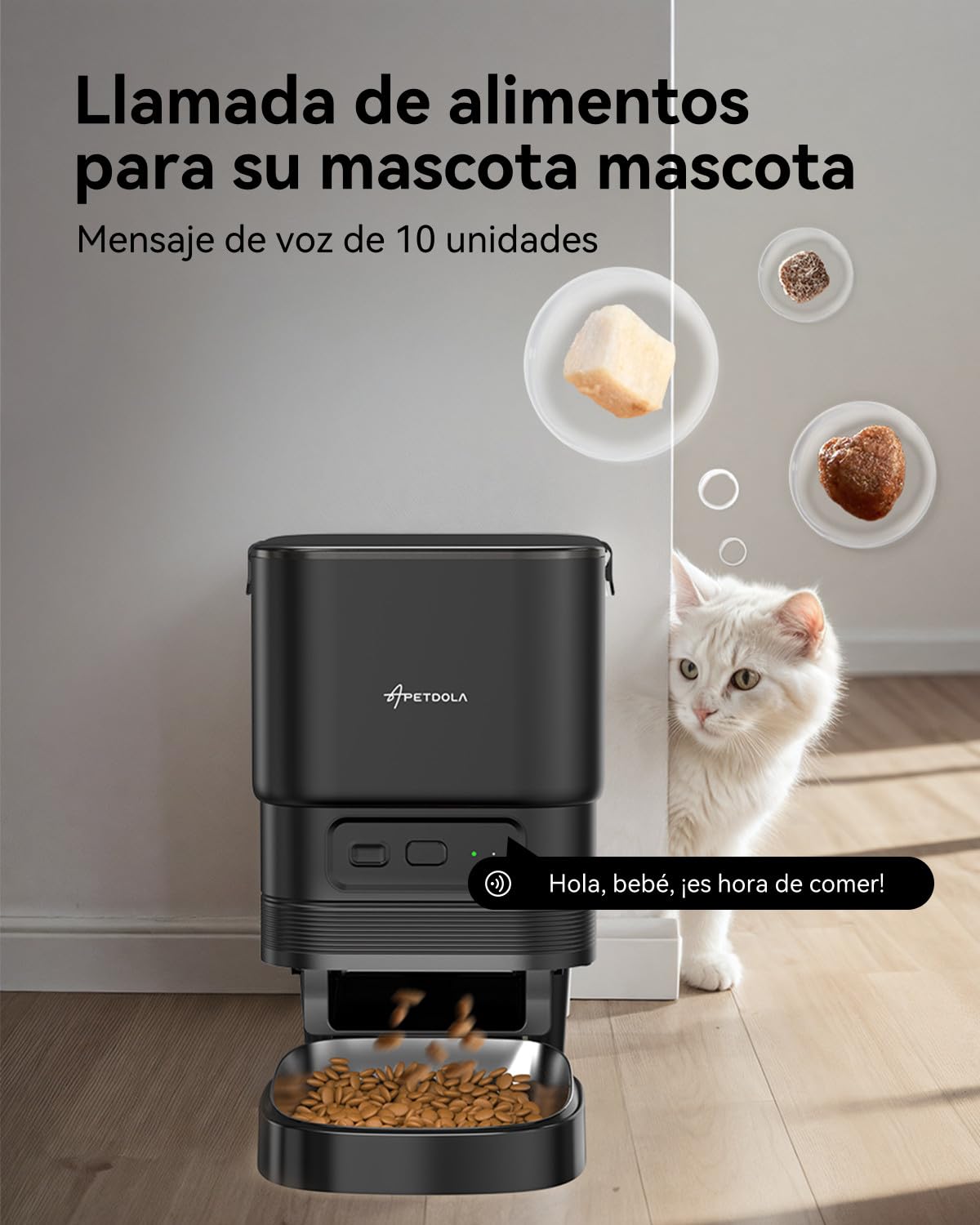 Alimentador automático para Gatos, 2.4G WiFi Comedero para Gatos con Control App, 4L Comedero Automático con Funcionamiento de Batería, 10s Grabación de Voz, 1-10 Comidas para Gato y Perro (Ferroso)