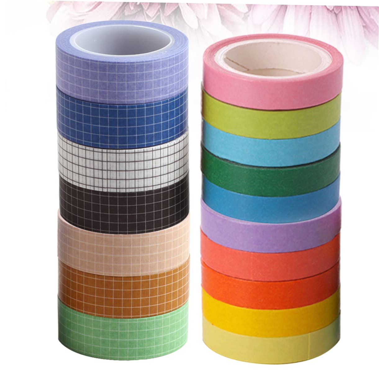 SEWACC 51stücke Teiliges Washi Tape Bunten Farben Und Mustern Dekoratives Klebeband Für Scrapbooking Journaling Und -projekte Gemustert Einfarbig Hochwertige Langlebige Materialien Für