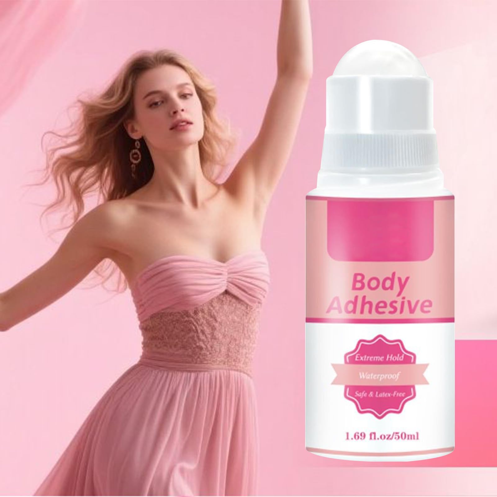 Body Adhesive Roll-On, klej modowy do skóry i tkanin – odporna na pot taśma klejąca w płynie do pończoch teatralnych, kostiumów, rajstop, ramiączek biustonosza, body, peruk