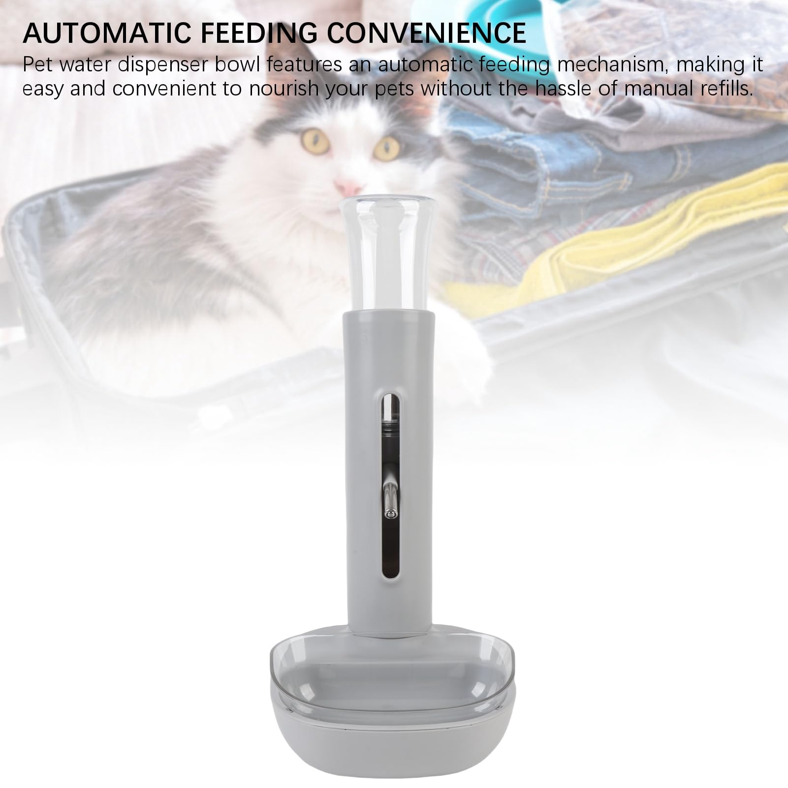 Dispensador De Agua De Pie para Mascotas, 680ml Alimentación Automática De Agua Altura Ajustable Comedero De Pie para Gatos Y Perros Bebedero De Botella Comedero Colgante (Gray)