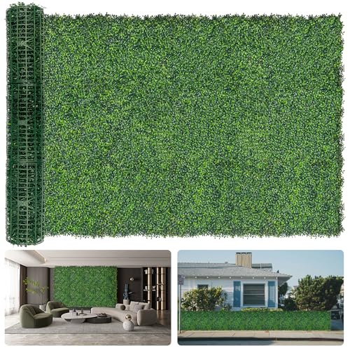 DOPGIB Artificial Boxwood Roll Panels: 60'x138' UV-Anti Faux Hedge Privacy Screen - 4-Layer Fake...