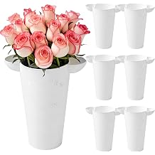 7 Pack Modern Round Vases Flower Buckets, 9.84 Inch Plastic Floral Flower Vases for Centerpieces Floral Display Decorative Buckets Table Home Bridal Shower Wedding Festival Decorations