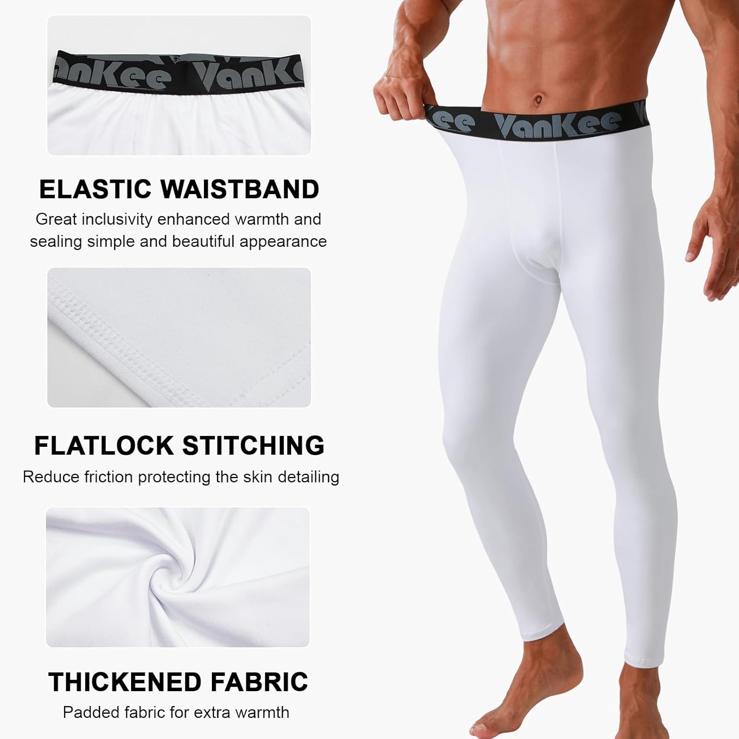 Men’s Thermal Compression Pants Fleece Lined Sport Tights Base Layer Bottoms Athletic Leggings for Cold Weather - Image 3