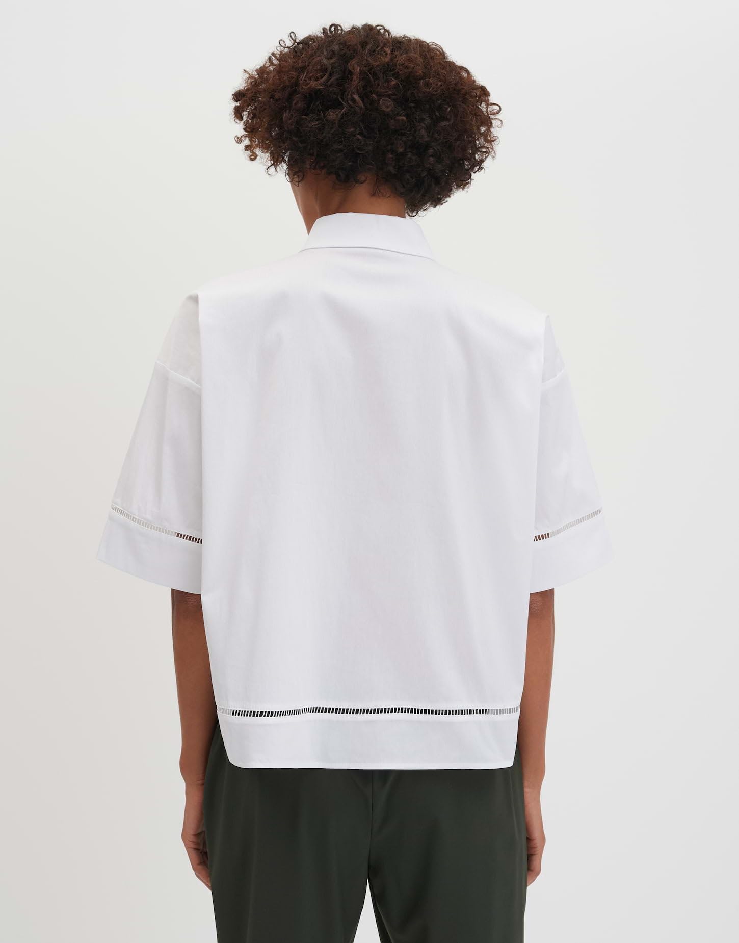 someday Damen Kurzarmbluse | Boxy Hemdbluse mit feinem Spitzeneinsatz