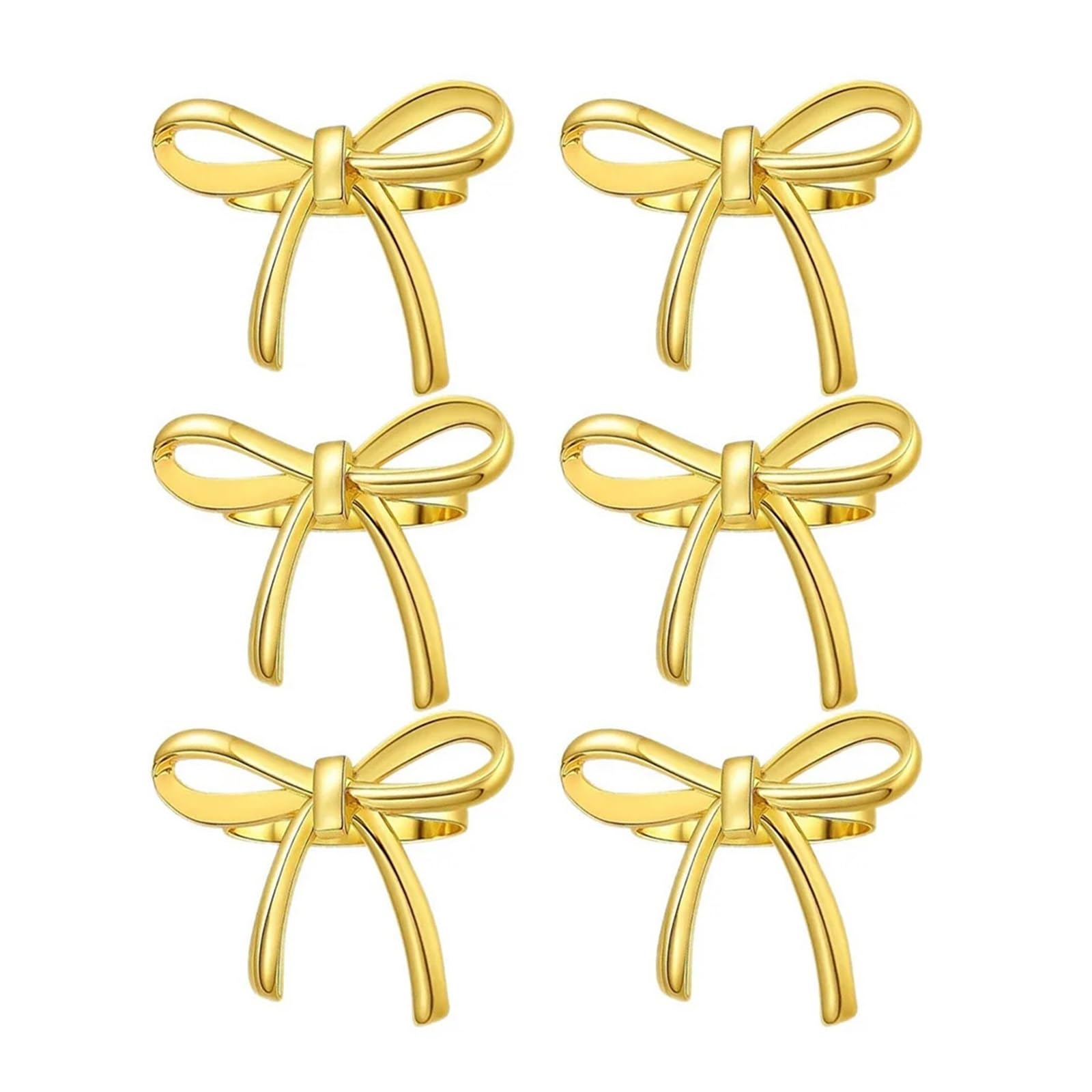 16Pcs Gold Bow Napkin Rings Metal Alloy Napkin Holders for Weddings Dinner Parties