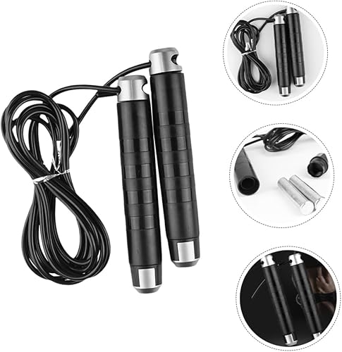 Miniatura 4 de TOYANDONA Cuerda de saltar con peso con asas antideslizantes, construcción de metal y plástico para ejercicio en interiores y entrenamiento para