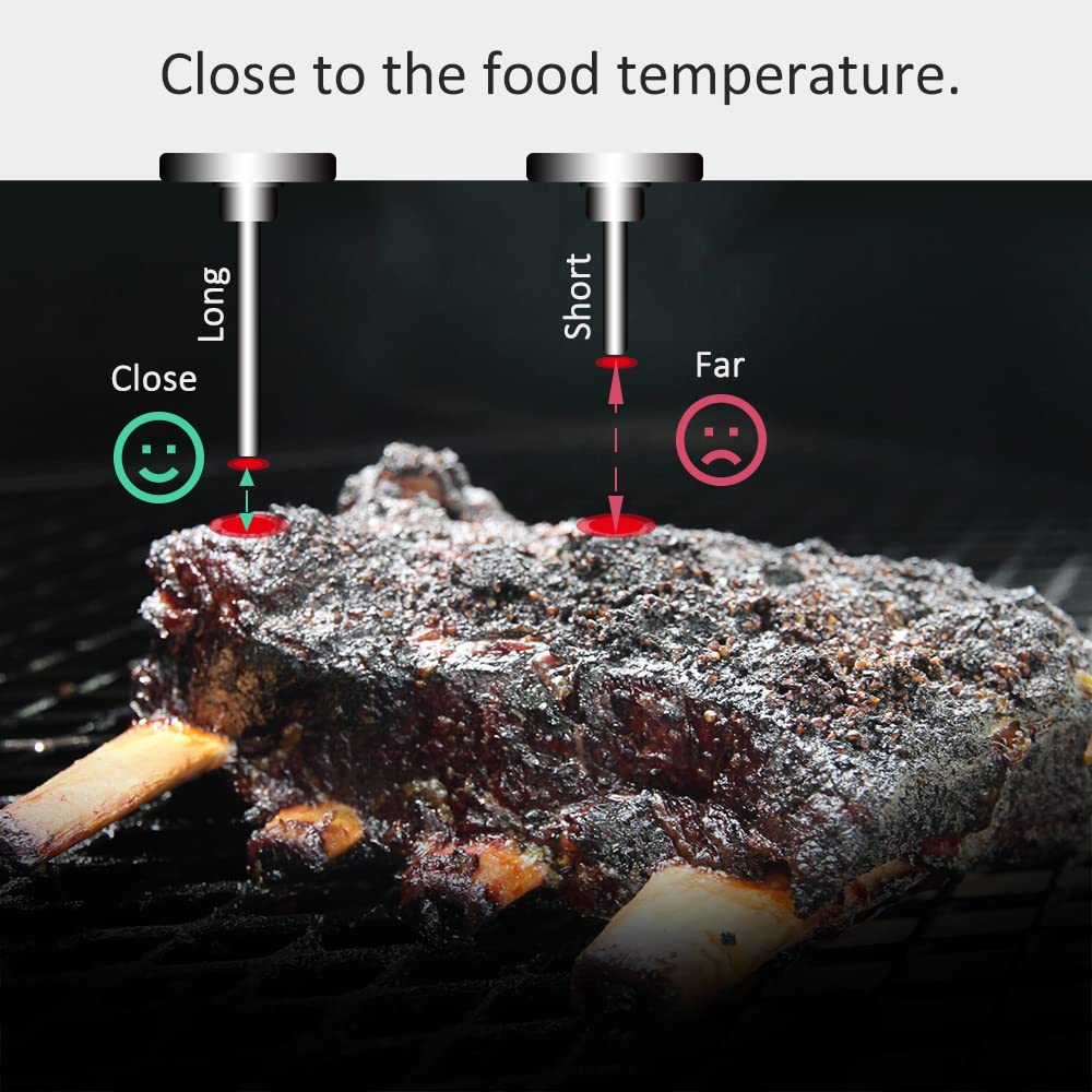 GalaFire 80 mm Grande Faccia 300°C Termometro per Barbecue, Indicatore di Temperatura per Fumatore di Legna, Grill, BBQ, con Gambo Extra Lungo da 75 mm, Acciaio Inossidabile
