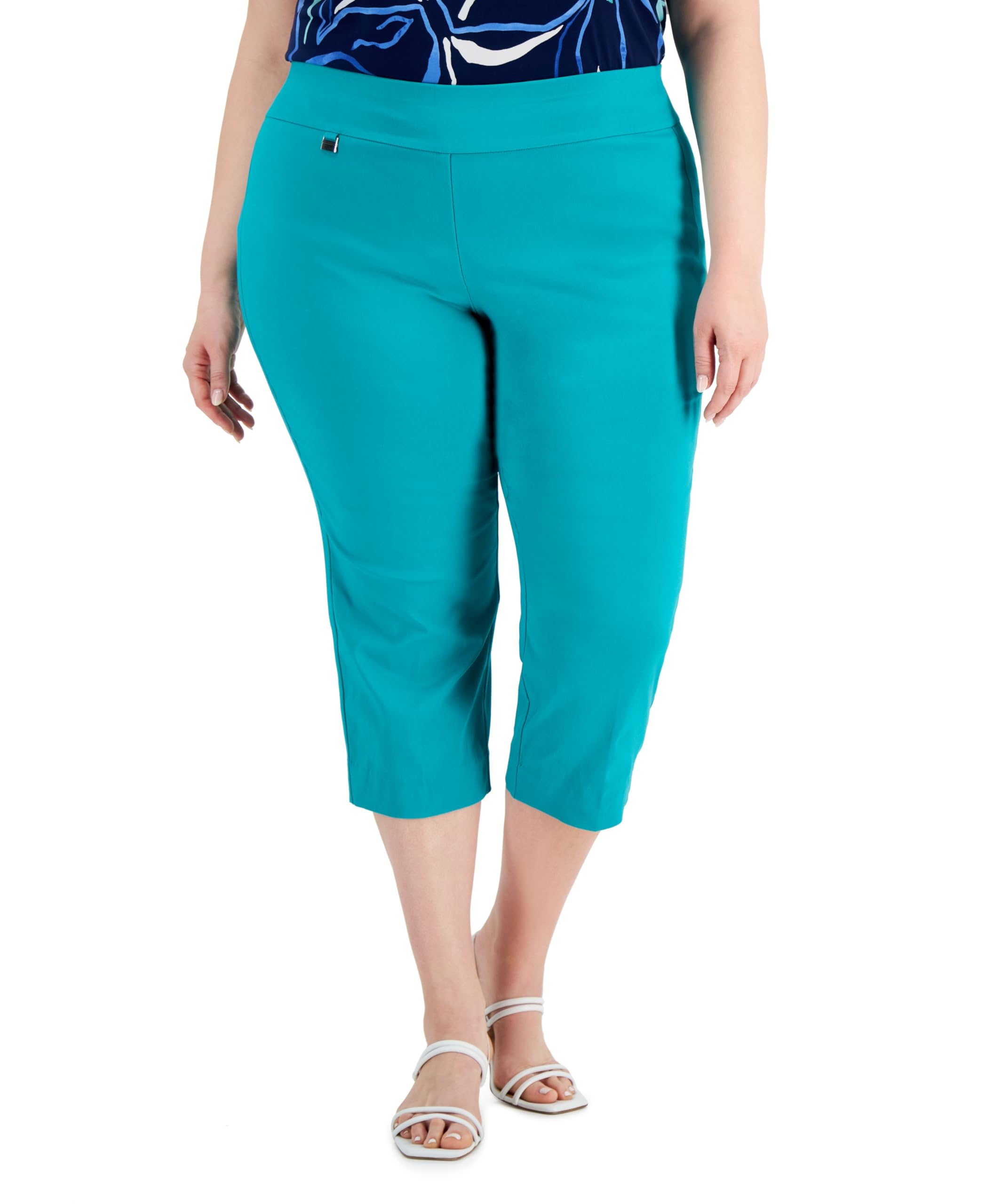 Alfani Womens Plus Woven Stretch Capri Pants