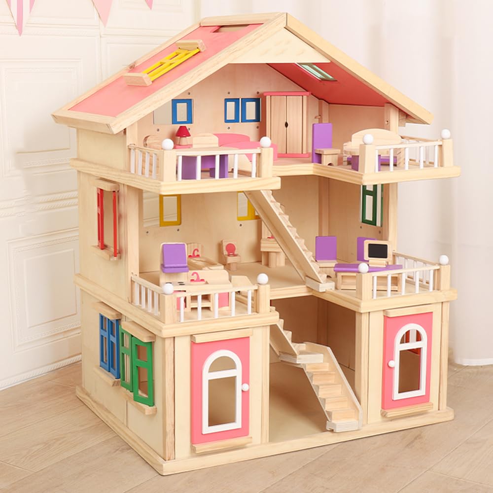 Amazon.co.jp: 3階建てシミュレーションヴィラ、家具付きドールハウス