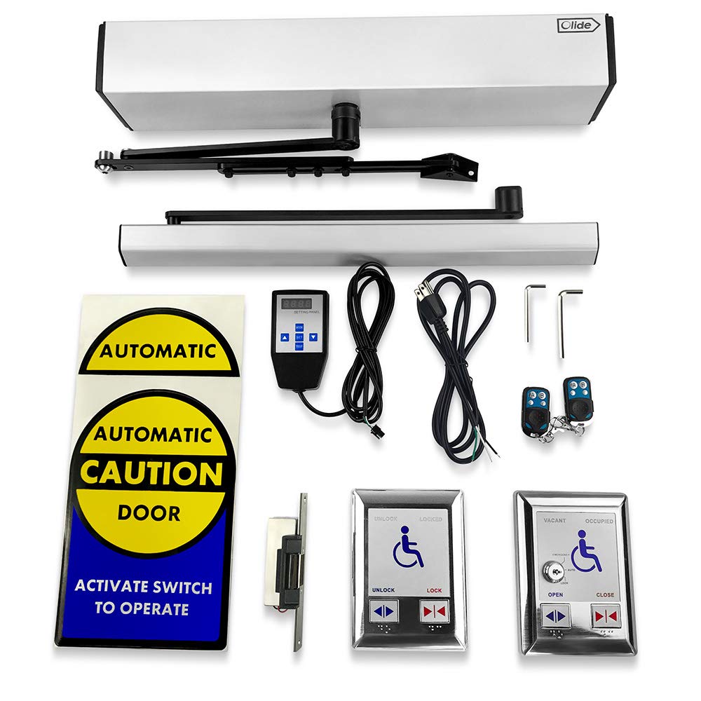 Olideauto Automatic Washroom Disability Can Opener+1SET Washroom Switch with Inside and Outside Stainless Steel Panel+1PCS 550lbs Electric Strike