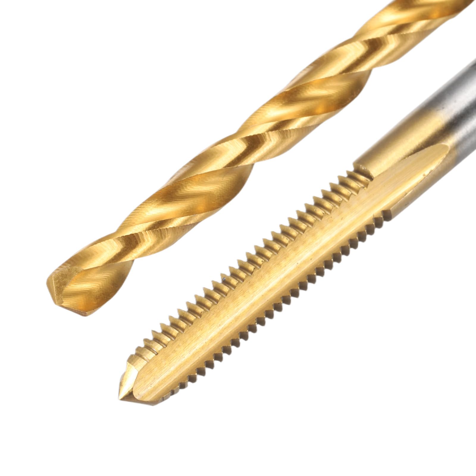 Set di Maschi e Punte da Trapano, 1 Maschio a Filettatura Dritta UNF 10-32 e 1 Punta elicoidale da Trapano da 4,1 mm, Kit di Utensili per Filettatura HSS-6542 Rivestiti in Titanio